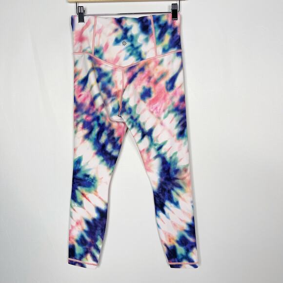 Athleta Small S Elation Tie Dye 7/8 Tight Leggings Workout Yoga Pink Blue Purple - Picture 2 of 12